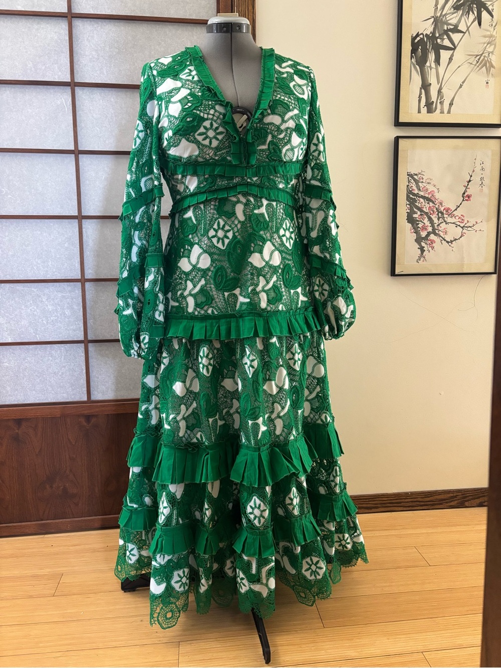 EUC Alexis Jatta Green Lace Midi Dress US L